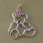 Cut out Bear with Pink Daisy Charm