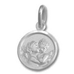 Silver round cherub medallion pendant