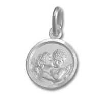 Silver round cherub medallion pendant
