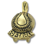 Gold softball pendant with SOFTBALL lettering