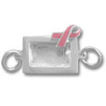 Silver awareness charm connector with pink ribbon
