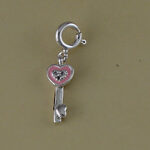 Pink Enamel Heart Key Charm