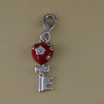 Red Enamel Heart Key Charm