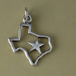 Silver Texas-shaped pendant with star cutout
