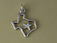 Silver Texas-shaped pendant with star cutout