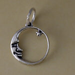 Moon and Star Round Charm