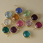 6mm Gold Plated Round Swarovski Crystal Charm