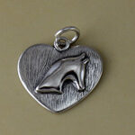 Silver Horse Head Heart Charm