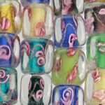 Square Multi Color Glass Beads
