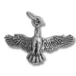 Silver bird charm with outstretched wings