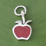Silver Red Enamel Apple Charm