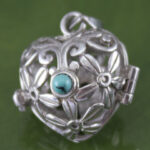 Stone Flower Heart Locket