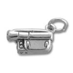 Silver vintage camcorder charm pendant
