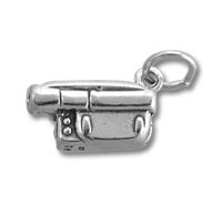 Silver vintage camcorder charm pendant