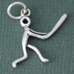 Silver Baseball Player Charm