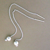 Silver threader earrings with pearl drops