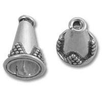 Silver decorative cone cord end caps