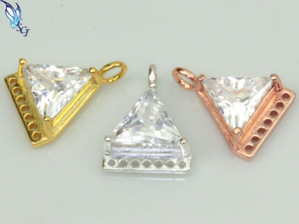 7mm CZ Solitaire Triangle Fringe Pendant