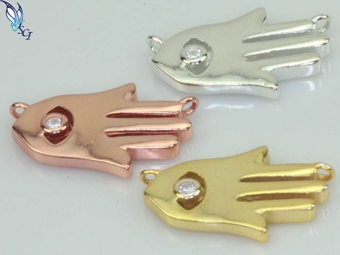 CZ Hamsa Hand Link Connector CZ Hamsa Hand Link Connector