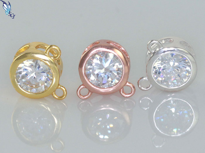4mm CZ Solitaire Link Connector 4mm CZ Solitaire Link Connector