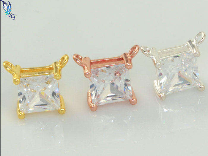 Princess Cut CZ Link Connector Princess Cut CZ Link Connector