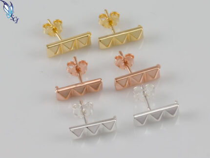 three pyramid stud earrings