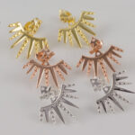 Gold, rose gold, silver spiked ear climber earrings