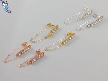 CZ Dangle Bar Earrings