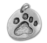 round silver paw print pendant