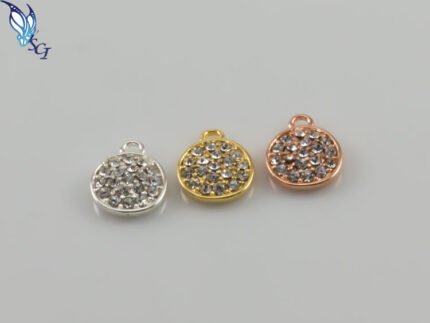 Pave Circle Disc Charm