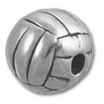 Round silver bead with woven band design