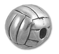 Round silver bead with woven band design