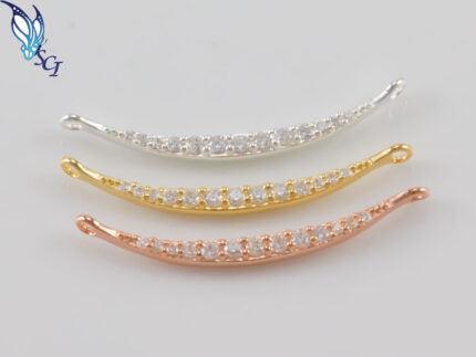 Pave Crescent Moon Connector Pendant