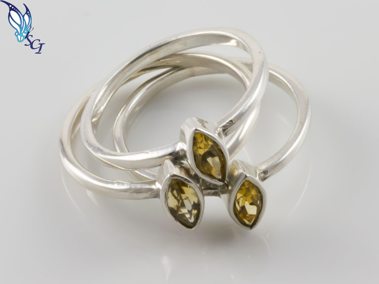 Citrine Gemstone Band Ring Citrine Gemstone Band Ring