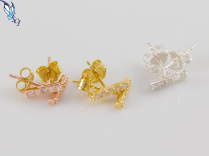 CZ Bar Stud Earrings