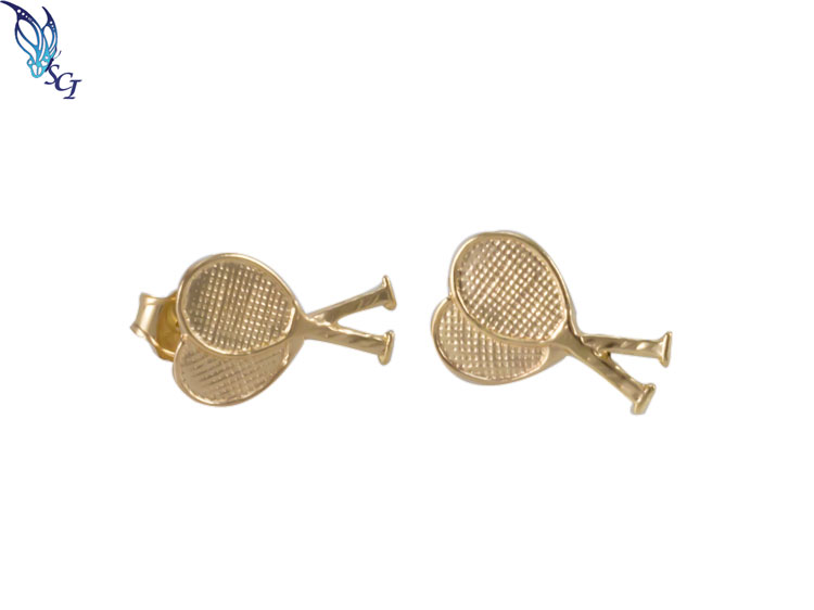 Large Gold Filled Tennis Racquet Post Earrings Large Gold Filled Tennis Racquet Post Earrings
