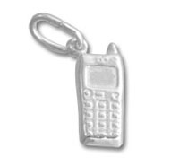 silver cell phone charm pendant