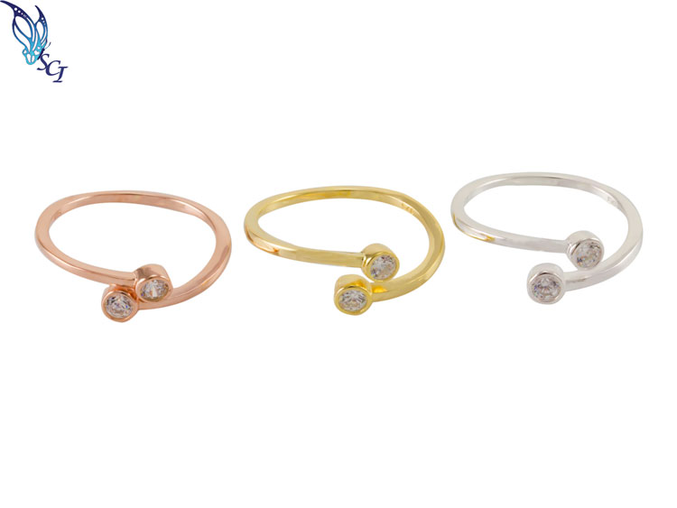 Double Round CZ Adjustable Ring Double Round CZ Adjustable Ring