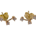 Gold Filled Three CZ Stud Earrings