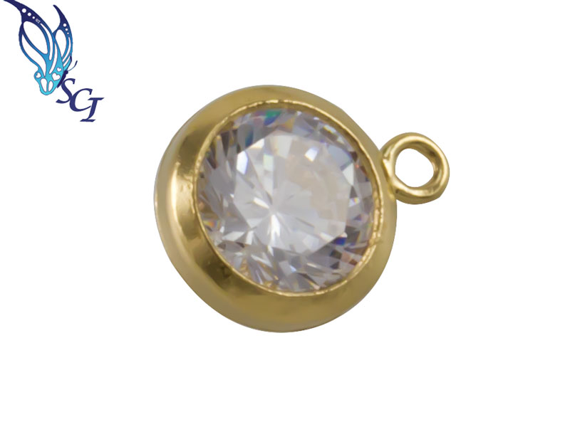 6mm Gold Filled Bezel Drop Charm 6mm Gold Filled Bezel Drop Charm