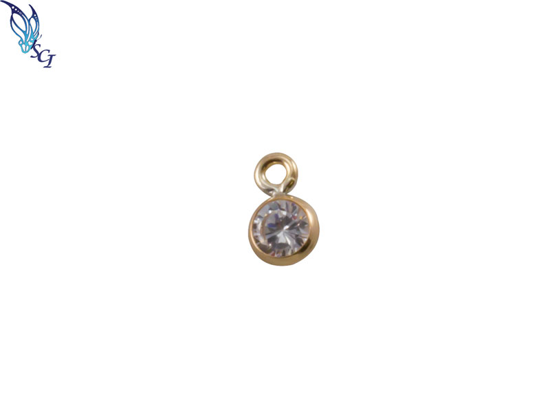 Gold Filled 3mm CZ Drop Charm Gold Filled 3mm CZ Drop Charm