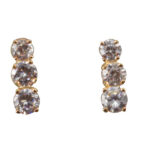 Three CZ Gold Filled Post Earrings