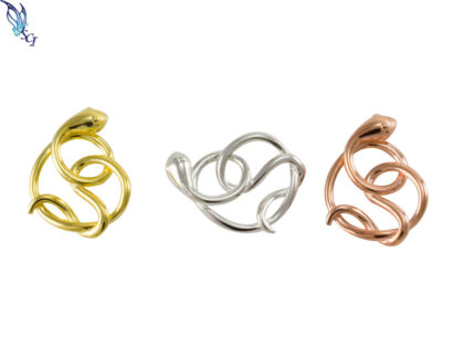 Three twisted metal knot rings gold silver rose