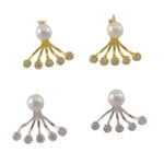 Glass Pearl CZ Jacket Earrings