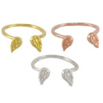 Textured Angel Wing Adjustable Ring